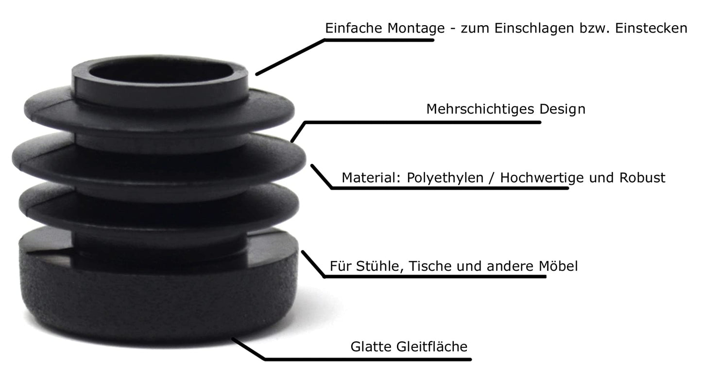 Design61 8x slatted plugs for round tubes outer Ø 13 mm wall thickness 0.8-2 mm in black