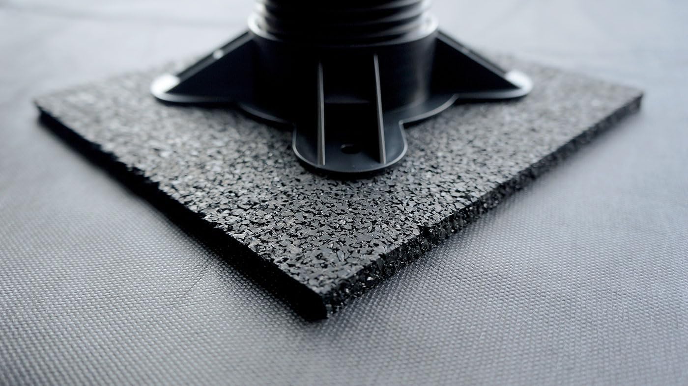 Design61 24 Stück Bautenschutzmatte Terrassenpads Unterlegpads aus Recyceltem EPDM Granulat für Terrassenfliesen Terrassendielen Stelzlager Balkon rutschfest Wetterbeständig 90 x 60 x 8 mm