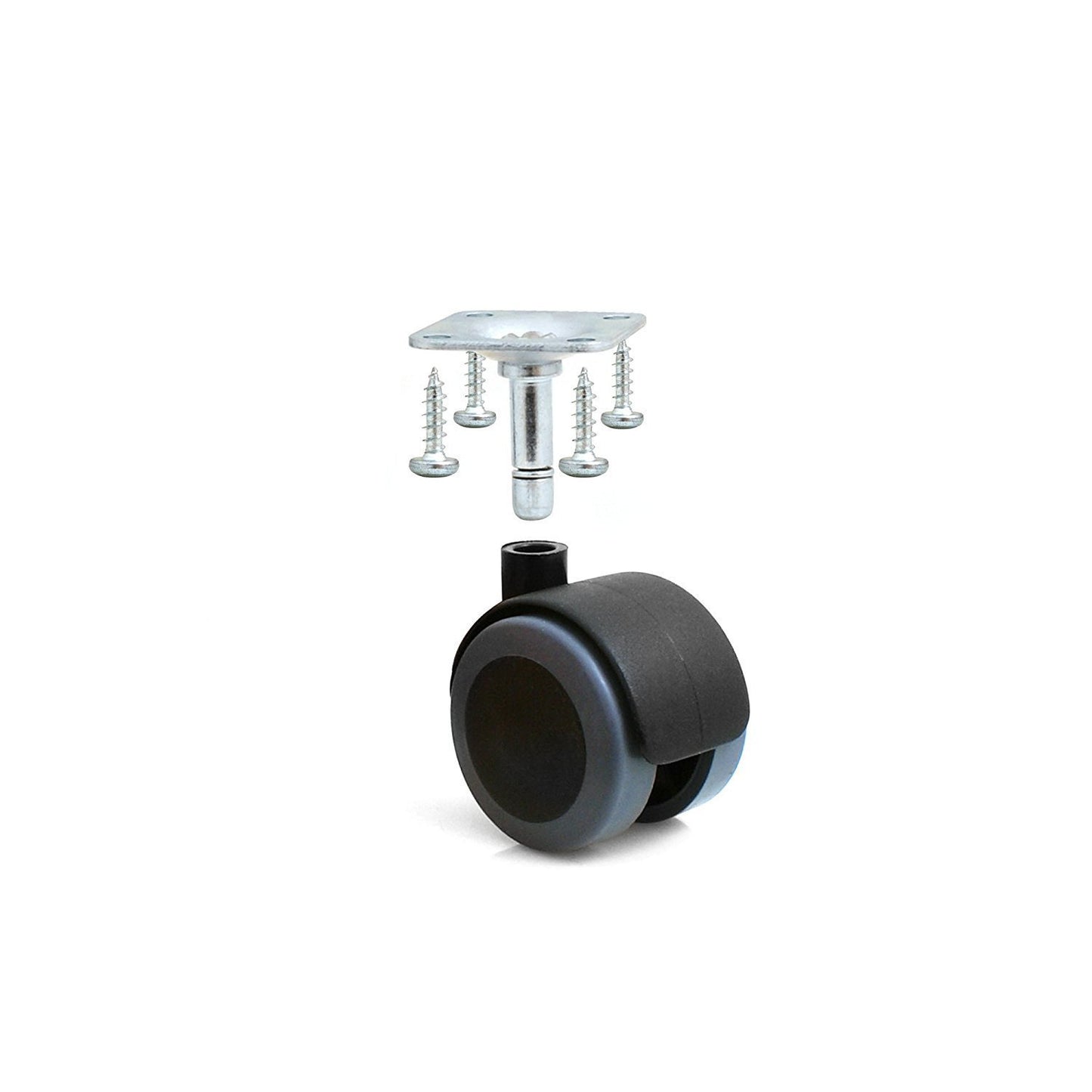 Design61 Set of 4 Universal Furniture Castors Rubber Castors Swivel Castors Floor Protection Castors with Screwing Plate and Screws