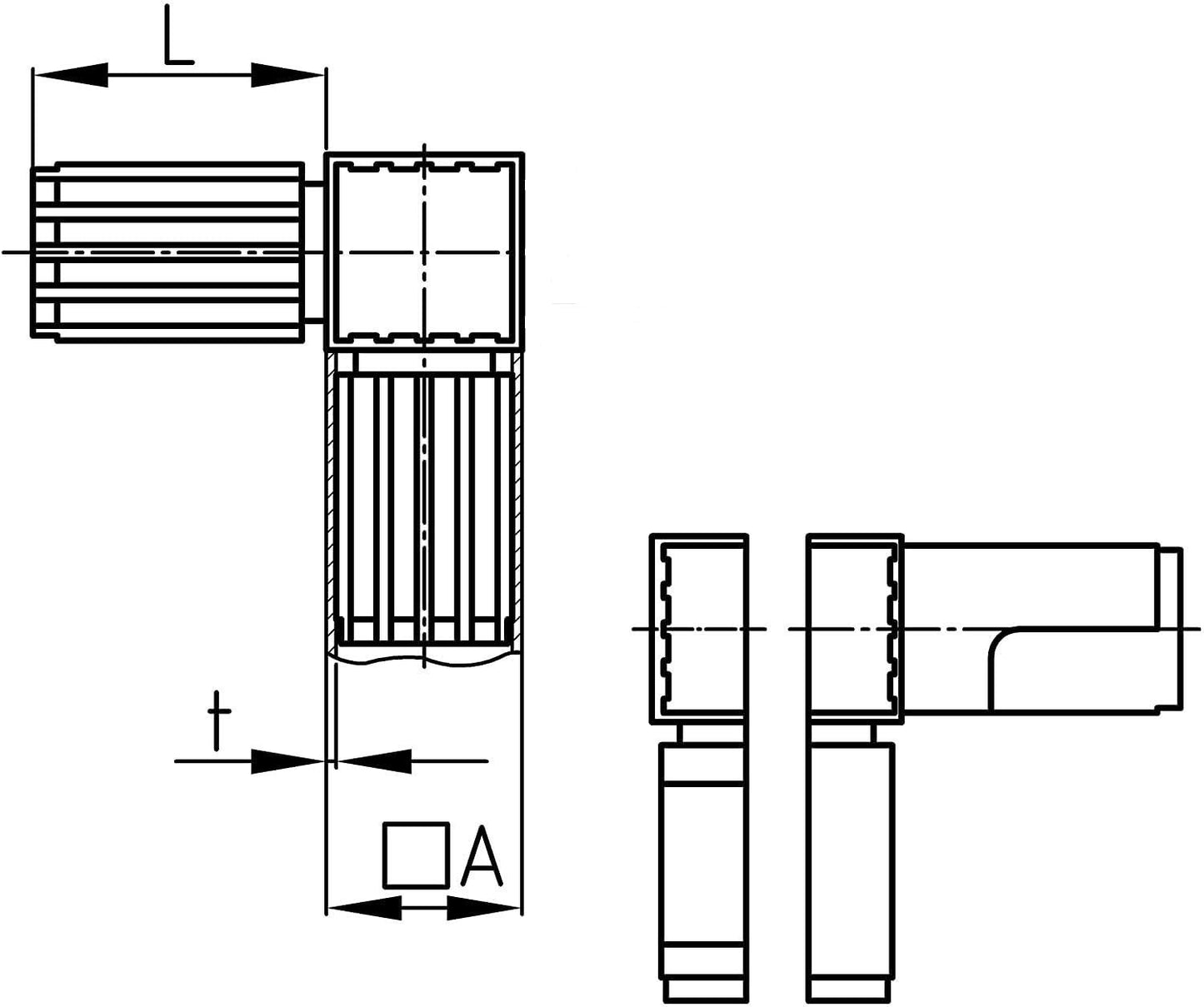 Design61 5x connecteurs (angle droit) 90° pour tubes carrés connecteur de tuyau 30 x 30 x 2 mm