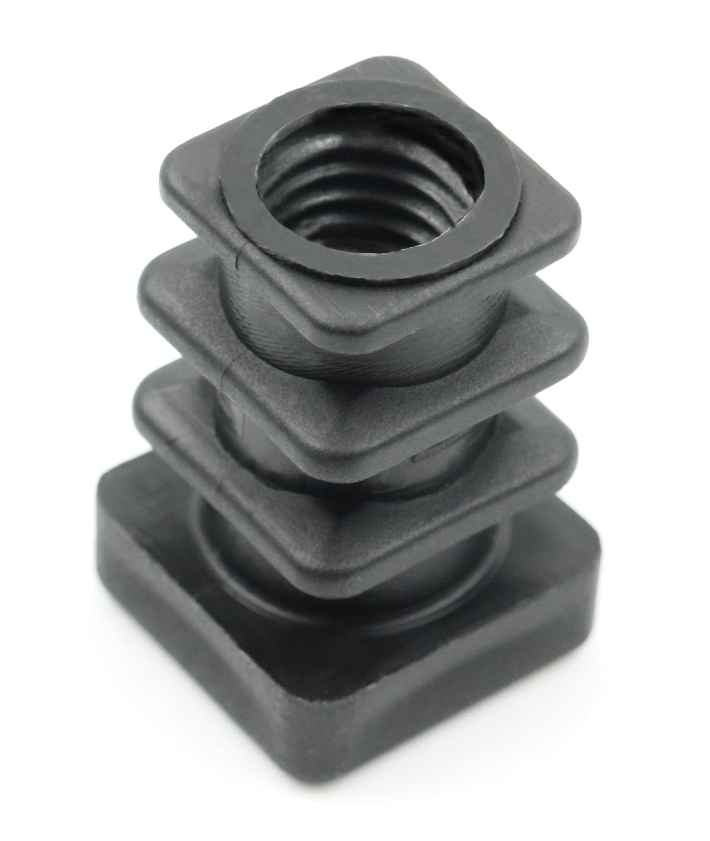 Design61 4X threaded plugs adjusting plugs for square tubes with injected plastic thread 15x15 mm 1-1.5 mm with M8 internal thread