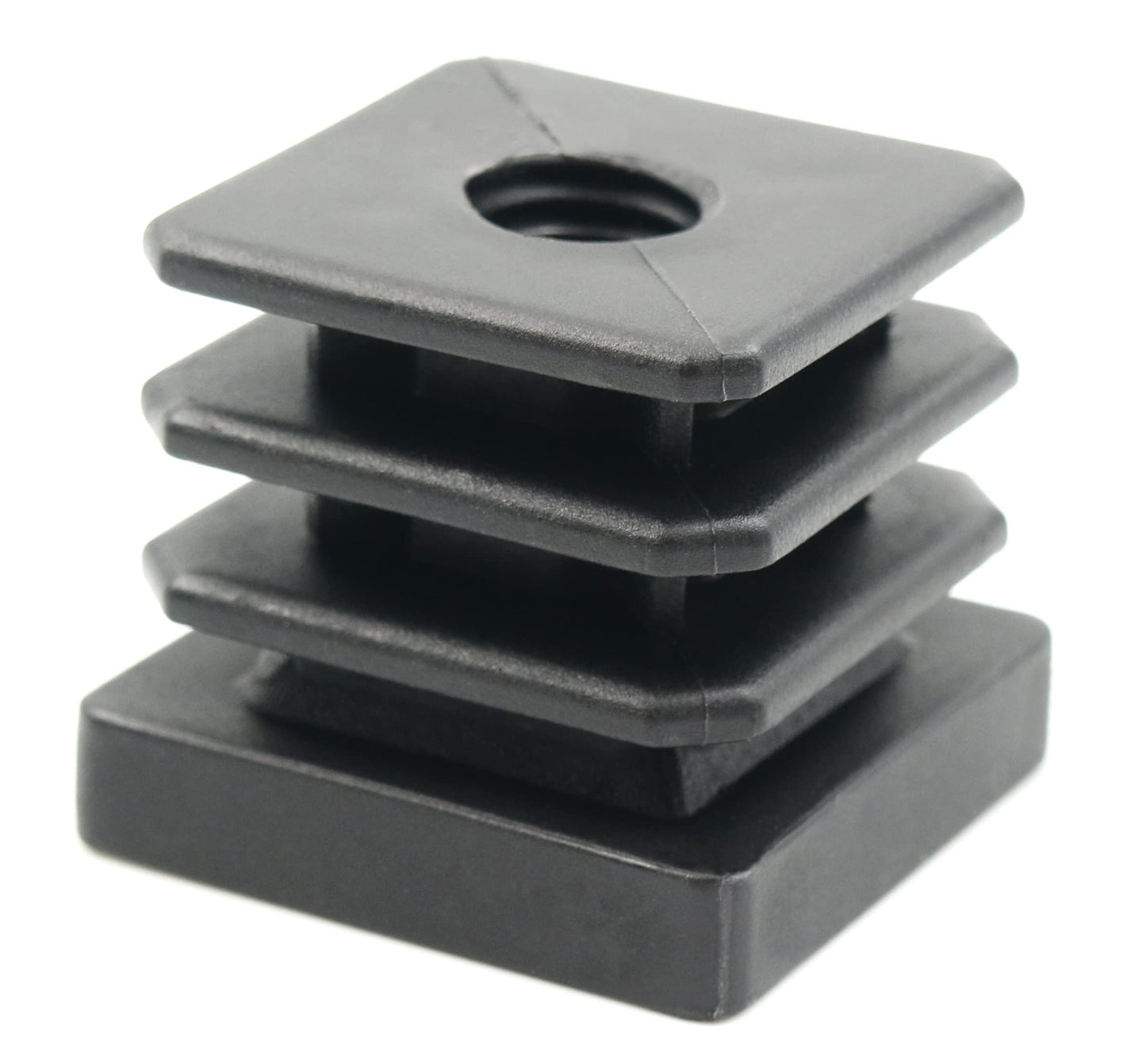 Design61 4X threaded plugs adjusting plugs for square tubes with injected plastic thread 30x30 mm 1.5-2 mm with M10 internal thread