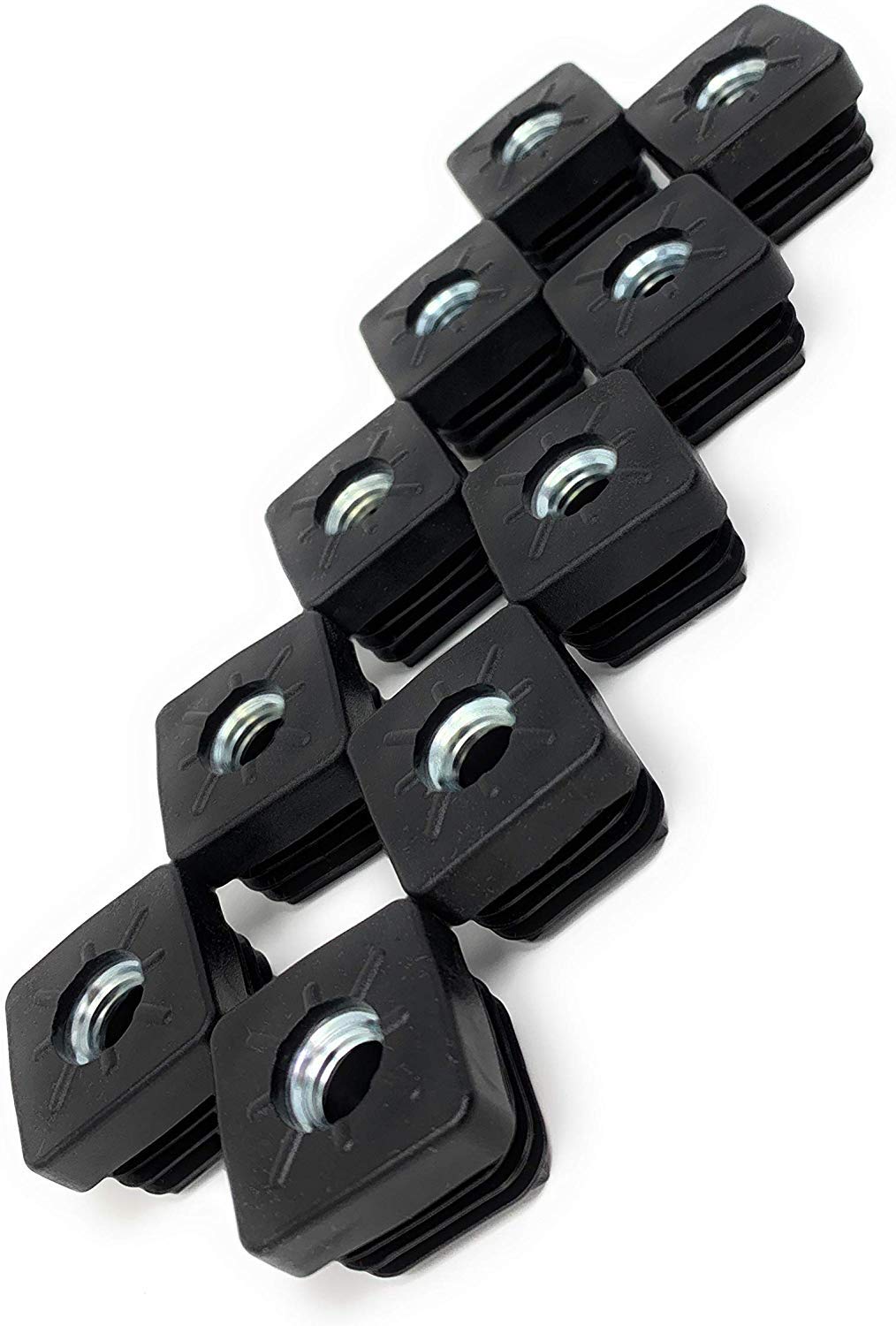 Design61 10x Gewindestopfen Vierkantrohrstopfen 30x30 mm 2,0 mm mit M10 Innengewinde