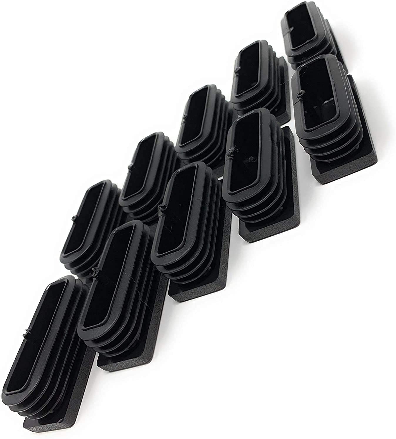 Design61 10x square pipe plugs slatted plugs 60x20 mm with slats for wall thickness 1-3 mm