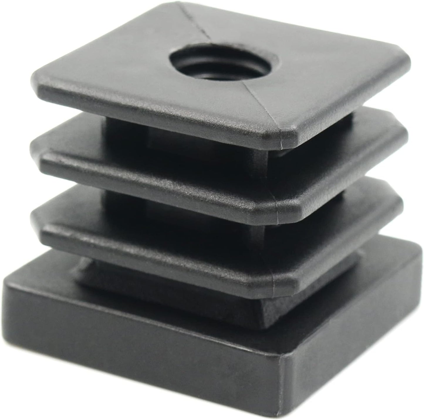 Design61 4X threaded plugs adjusting plugs for square tubes with injected plastic thread 35x35 mm 1-1.5 mm with M10 internal thread