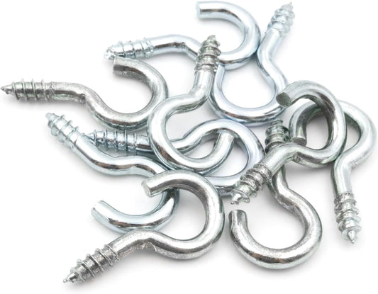 Design61 10x Gebogene Schraubhaken 50 x 3,45mm Wandhaken Verzinkt mit Holzgewinde Einschraubhaken für Wand Decke Haken zur Befestigung von Seilen Ketten Pflanzen Lampen