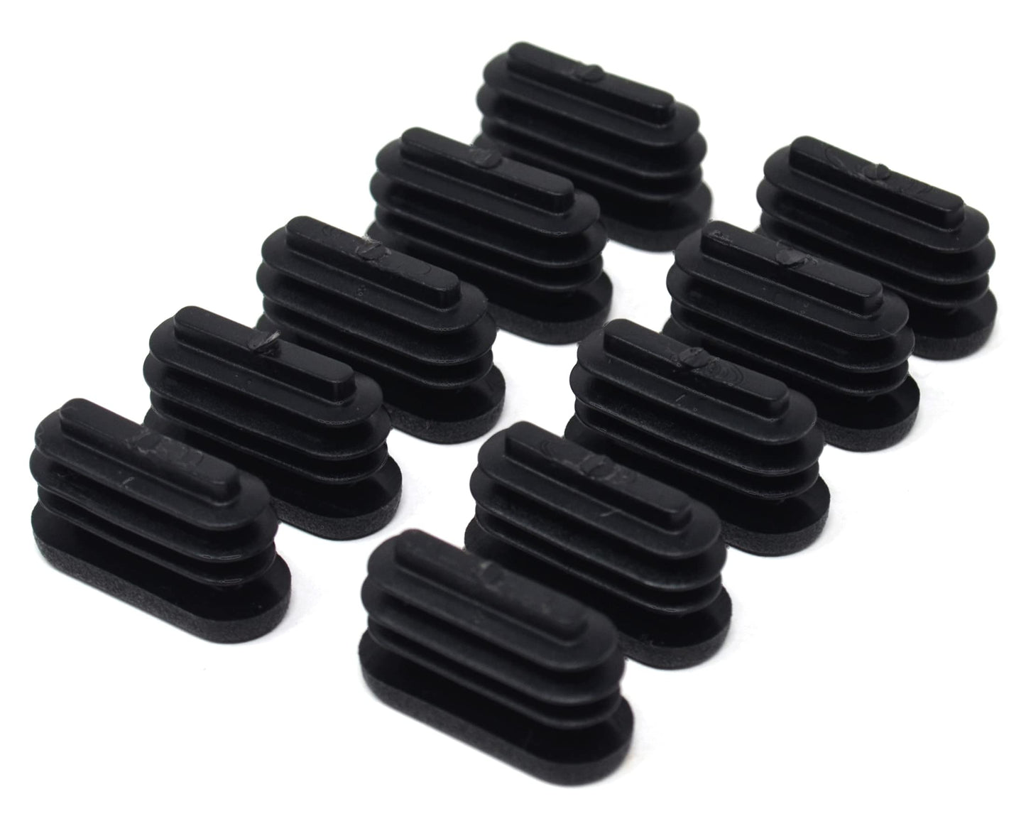 Design61 10x Oval tube pipe plugs slatted plugs 25x10 mm with slats for wall thickness up to 0.8-2 mm