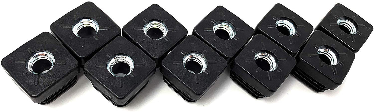 Design61 10x Gewindestopfen Vierkantrohrstopfen 30x30 mm 2,0 mm mit M10 Innengewinde