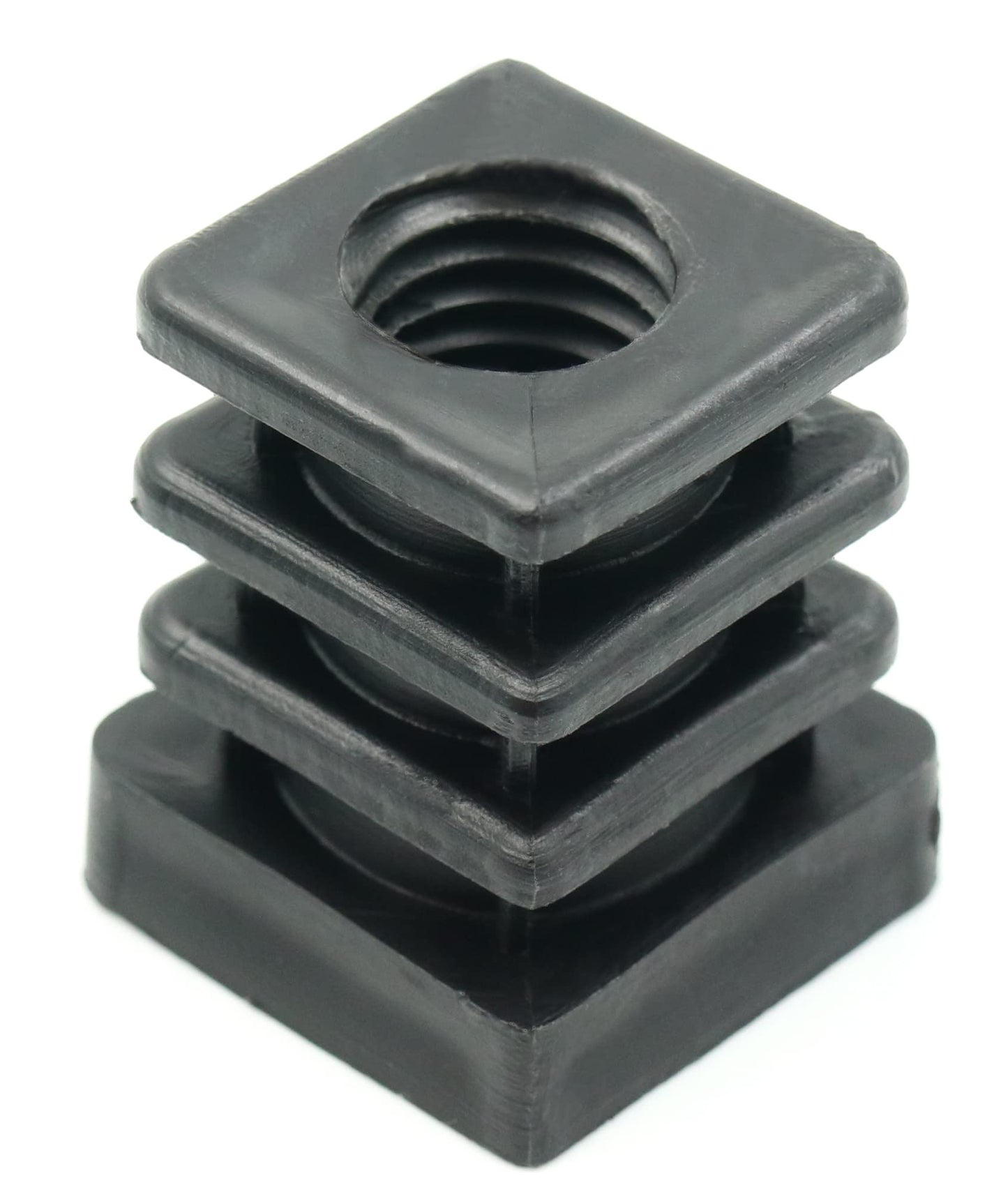 Design61 4X threaded plugs adjusting plugs for square tubes with injected plastic thread 20x20 mm 1-1.5 mm with M10 internal thread