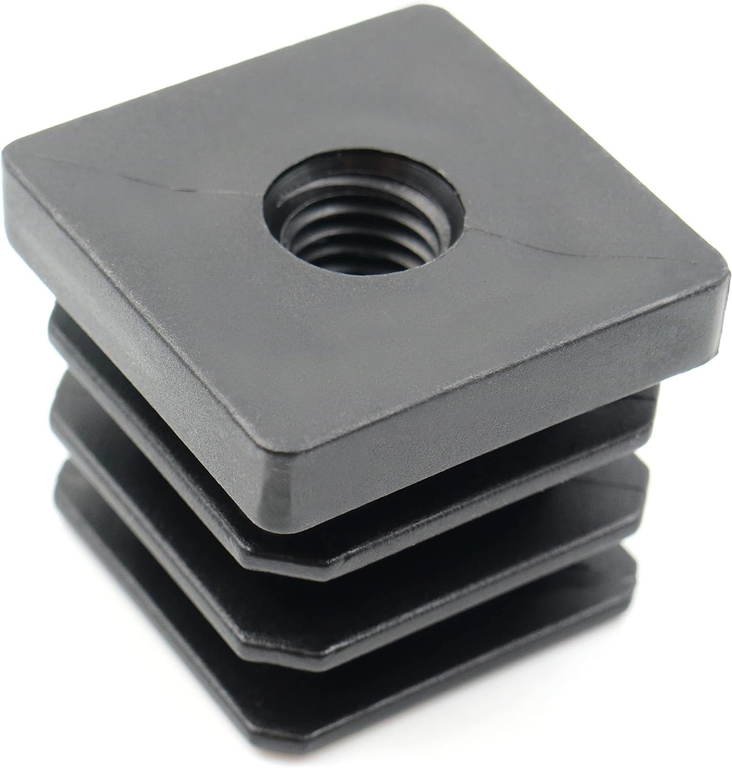 Design61 4X threaded plugs adjusting plugs for square tubes with injected plastic thread 35x35 mm 1-1.5 mm with M10 internal thread