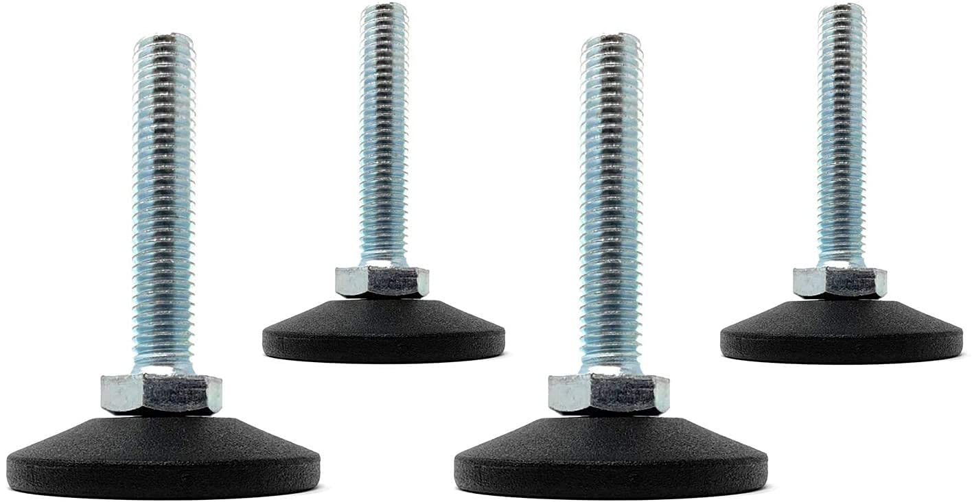 Design61 4x adjusting screw with movable set screw M10 x 50 mm galvanized adjusting screw plate Ø 55mm