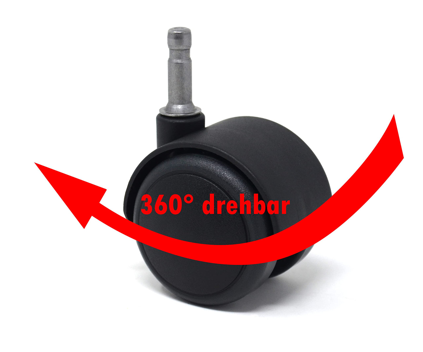 Design61 Set of 4 Universal Furniture Castors Rubber Castors for Hard Floors with Sleeve + Pin