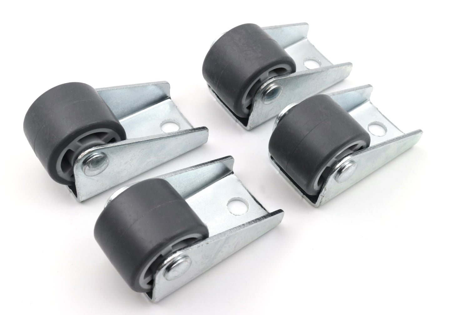 Design61 4x Kastenbockrollen Bettkastenrollen Möbelrolle mit weicher Lauffläche 45x25mm Rad Ø 25 x 19 mm