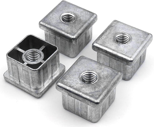 Design61 4X bouchons filetés bouchons de réglage pour tubes carrés en zinc moulé sous pression 40x40 mm x 1,7 mm avec filetage intérieur M10