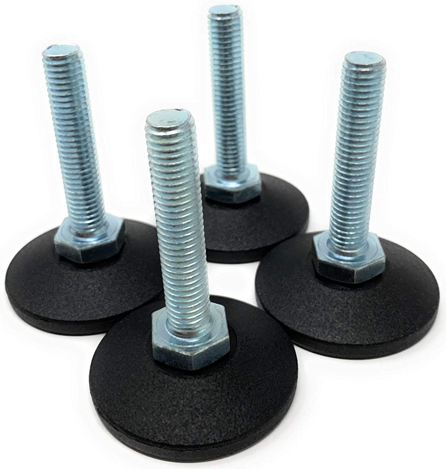 Design61 4x adjusting screw with movable set screw M10 x 50 mm galvanized adjusting screw plate Ø 55mm