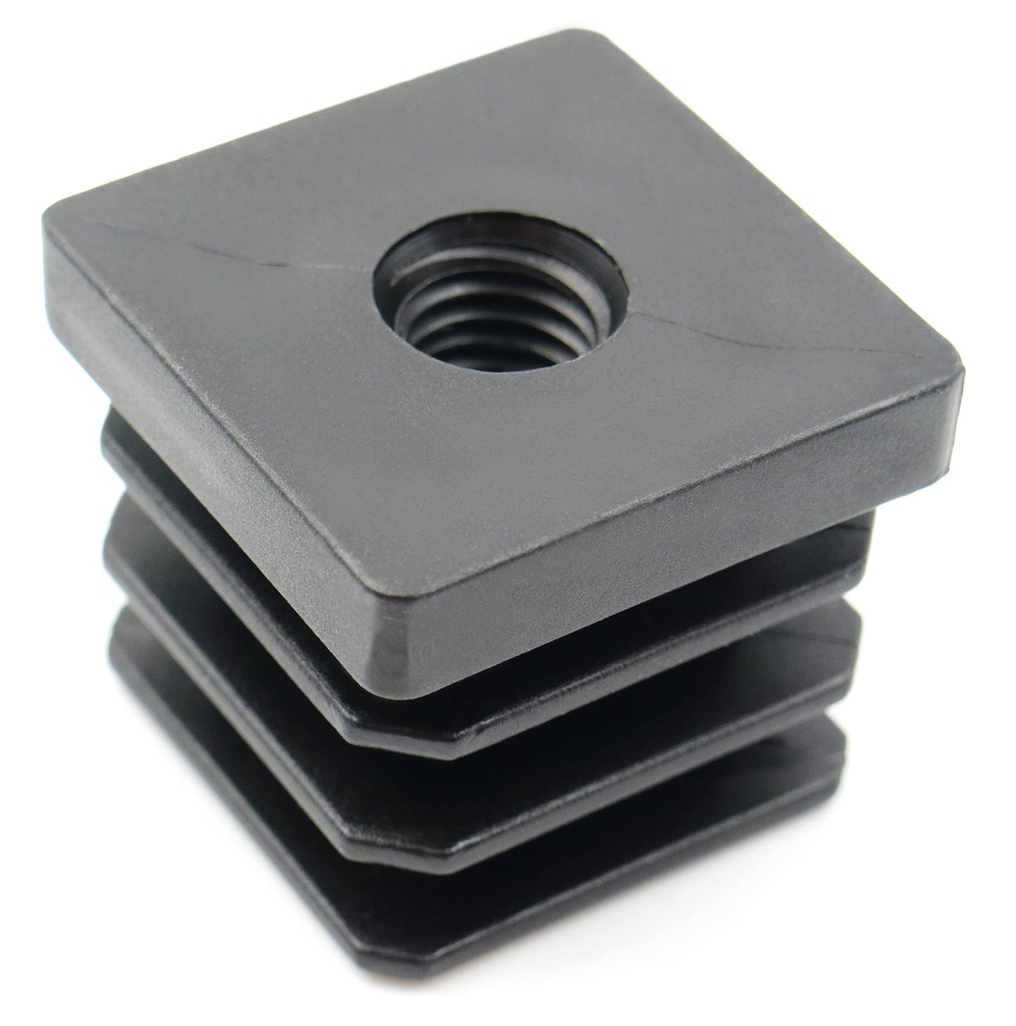 Design61 4X threaded plugs adjusting plugs for square tubes with injected plastic thread 30x30 mm 1.5-2 mm with M10 internal thread
