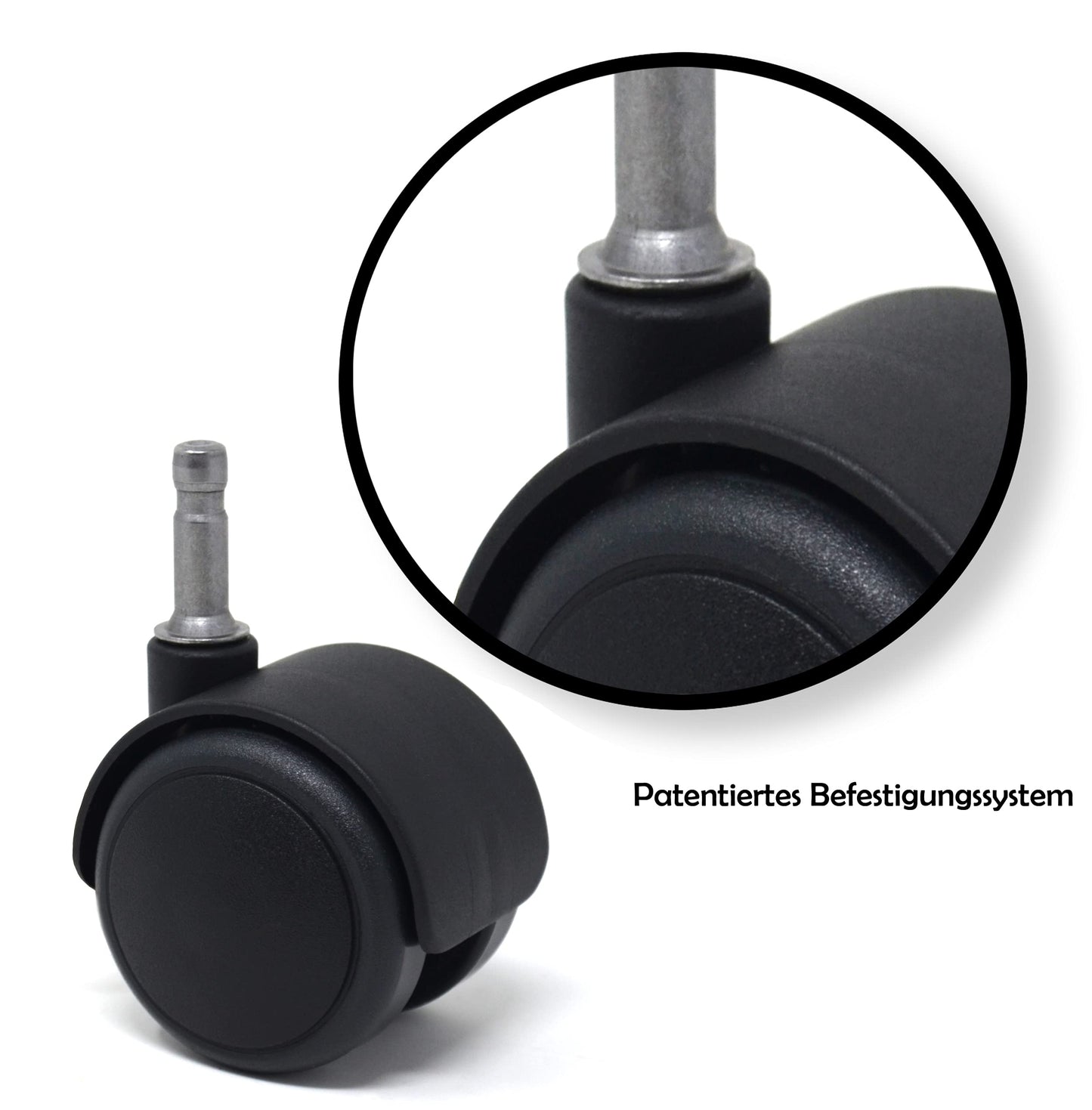 Design61 Set of 4 Universal Furniture Castors Rubber Castors for Hard Floors with Sleeve + Pin