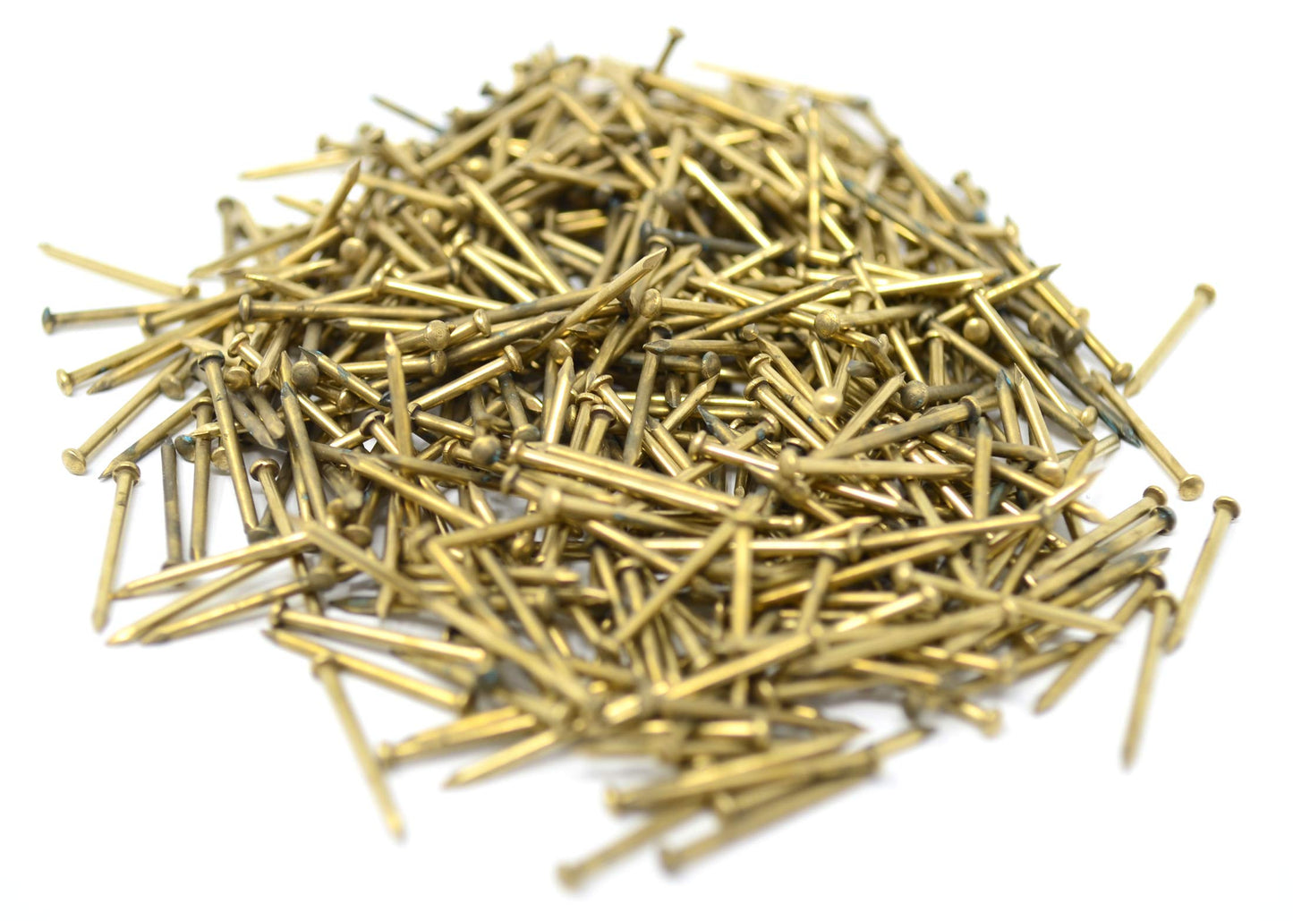 Design61 Round Head Pins Nails 1.2 x 10 mm Iron Brass Plated 50g Approx. 500 Pieces