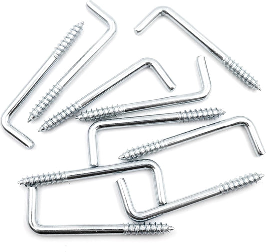 Design61 10x Gerade Schraubhaken Konsolhaken Stahlhaken 40 x 4mm Wandhaken mit Gewinde Einschraubhaken für Wand & Decke Haken zur Befestigung von Seilen Ketten Pflanzen Lampen