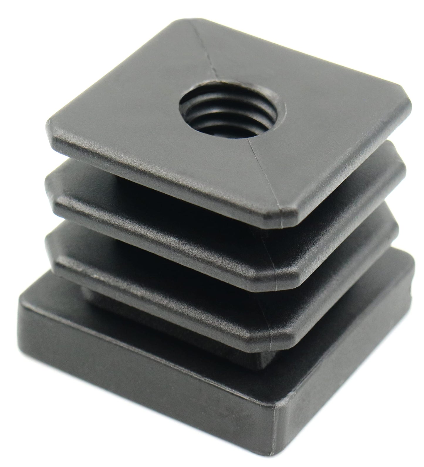 Design61 4X threaded plugs adjusting plugs for square tubes with injected plastic thread 30x30 mm 1.5-2 mm with M10 internal thread