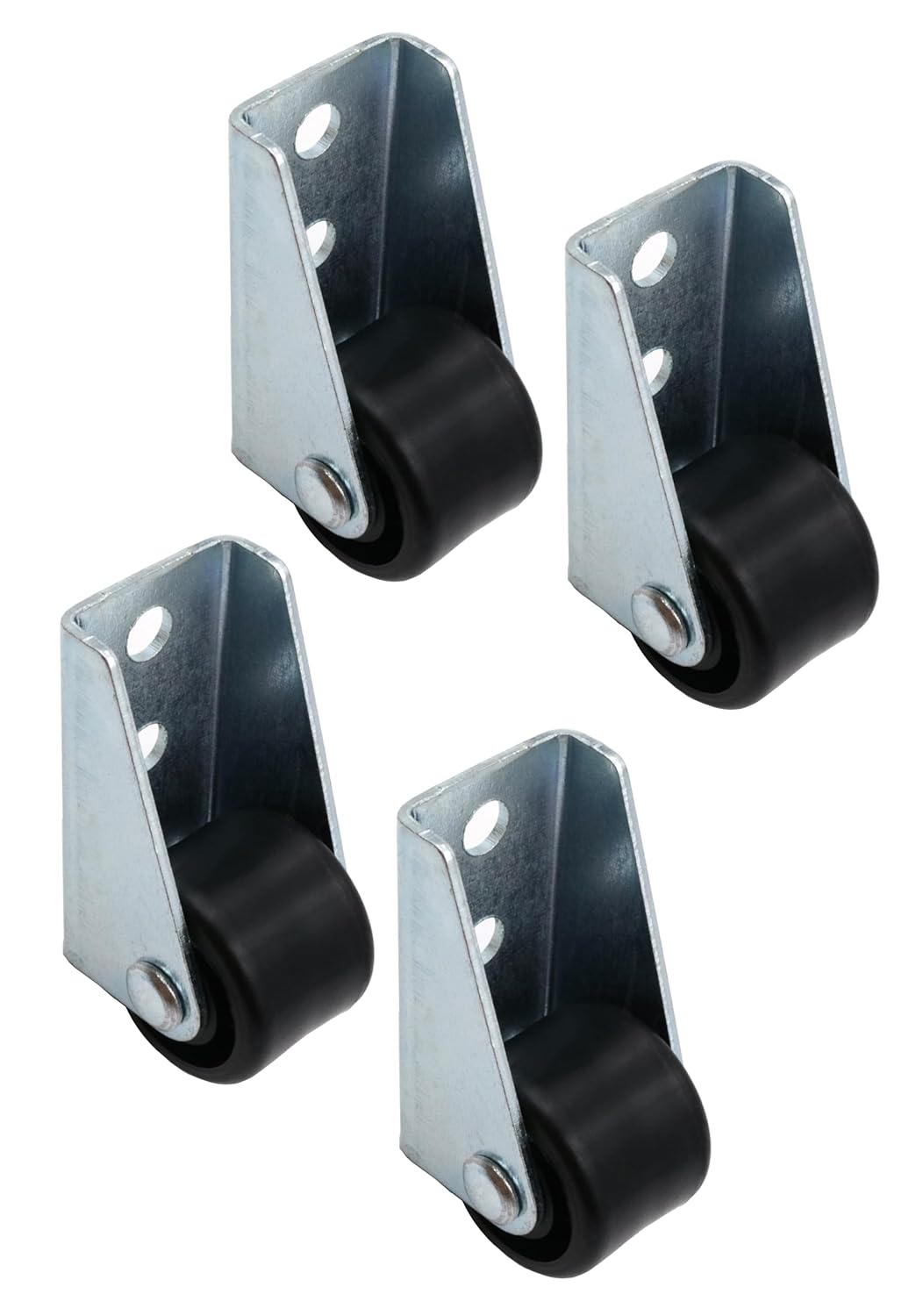 Design61 4x Kastenbockrollen Bettkastenrollen Möbelrolle mit harter Lauffläche 45x25 mm Rad Ø 25 x 19 mm