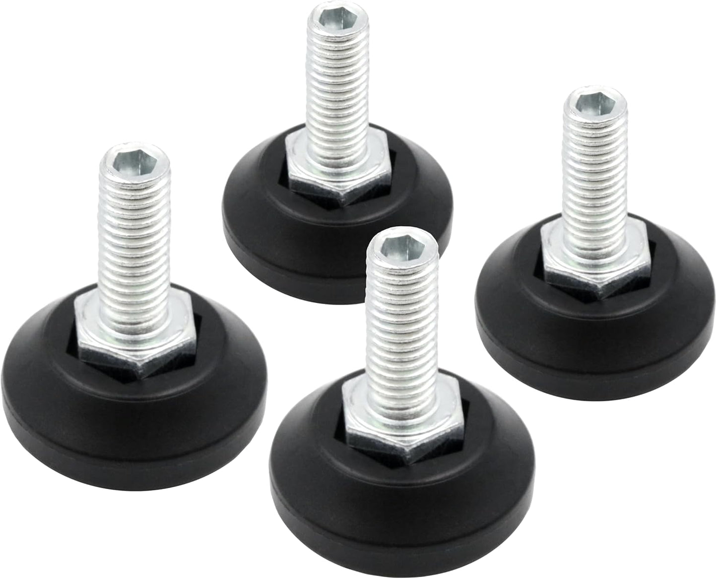 Design61 4X Justierfüße Ø 30mm M8x20 Stellschraube verzinkt mit Innensechskant von Oben verstellbar Stellfüße Nivellierfüße für Möbel, Werkbank & Maschinen