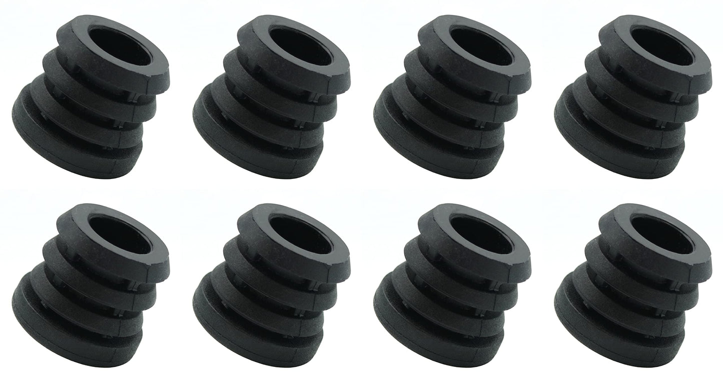Design61 8x Gewindestopfen Justierstopfen für Rundrohr mit gespritztem Kunststoffgewinde Ø22 mm 1,5-2 mm mit M8 Innengewinde
