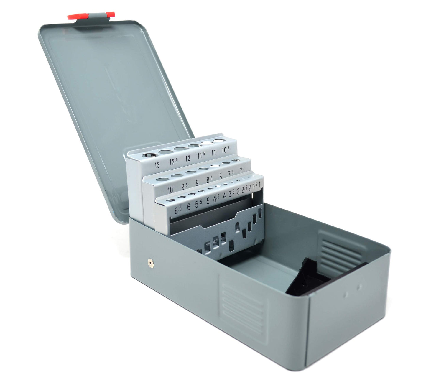 Cassette métallique Design61 pour 25 forets hélicoïdaux de taille 1,0-13 x 0,5 mm VIDE en gris