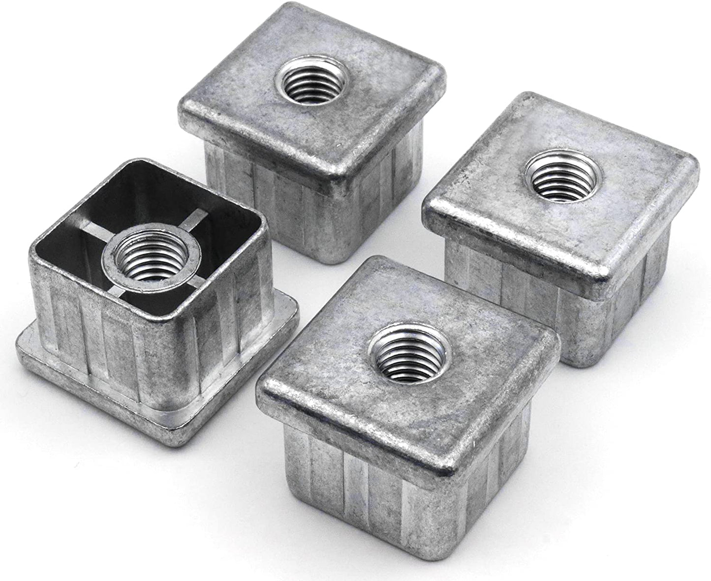 Design61 4x threaded plugs adjusting plugs for square tubes made of zinc die-cast 25x25 mm x 2mm with M10 internal thread
