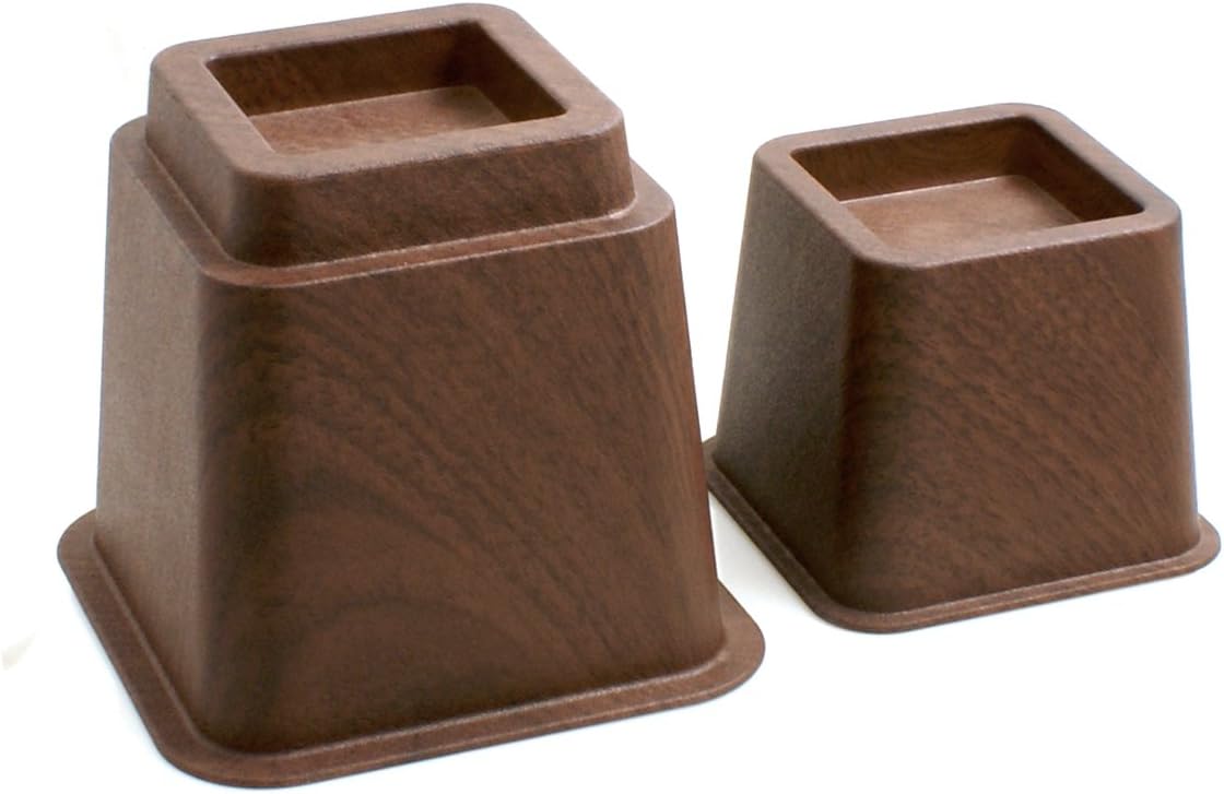 Design61 Bett Erhöhung Holz-Look Möbelerhöher Betterhöher Betterhöhung Möbelerhöhung Elefantenfuß (4 hohe + 4 Kurze) für Füße bis 73x73 mm