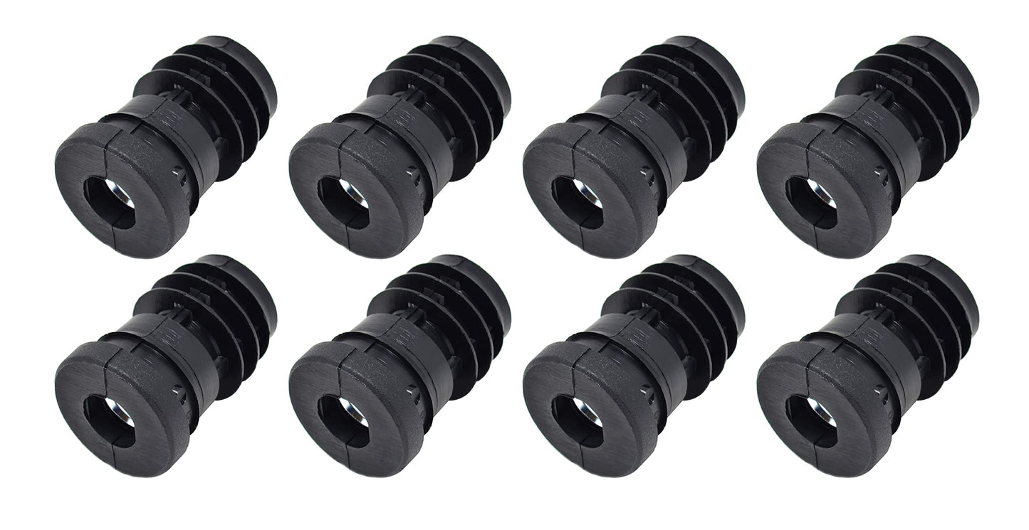 Design61 8x Gewindestopfen Justierstopfen für Rundrohr mit eingelegter Metallmutter Ø25mm 1,5-2 mm mit M10 Innengewinde