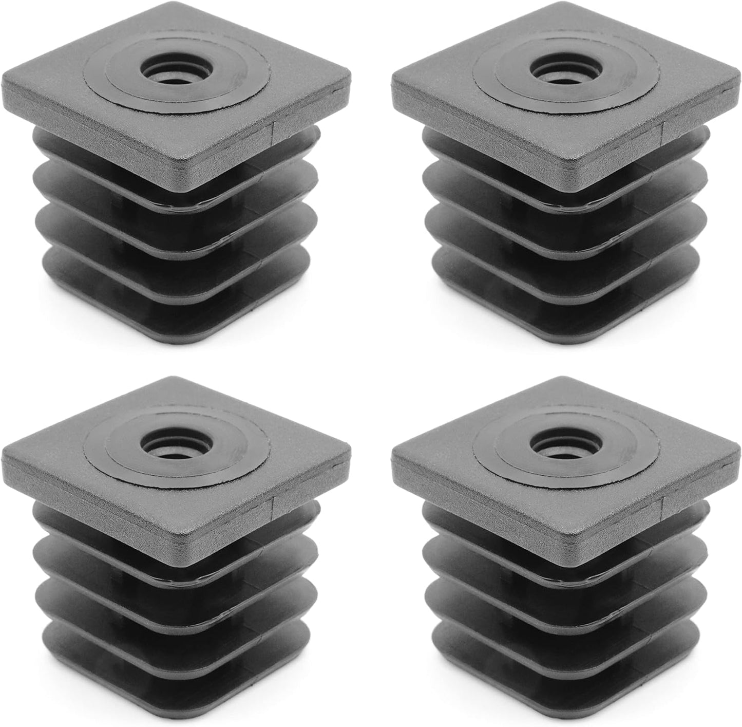 Design61 4X threaded plugs, adjusting plugs, foot caps, insert bushing for square tubes 40x40 mm with M10 internal thread, load capacity for wall thickness 1.5-2 mm