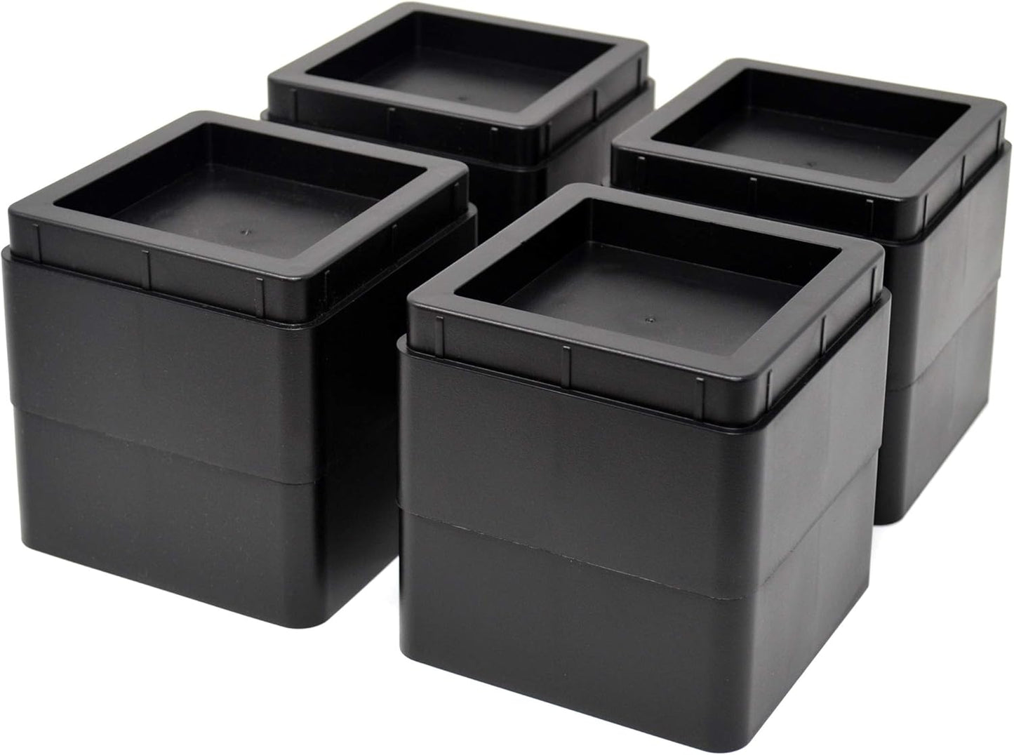 Design61 4er Set Möbelerhöhung Betterhöher Tischerhöher Elefantenfuß Bed Riser Stapelbar 57 mm oder 107 mm in Schwarz