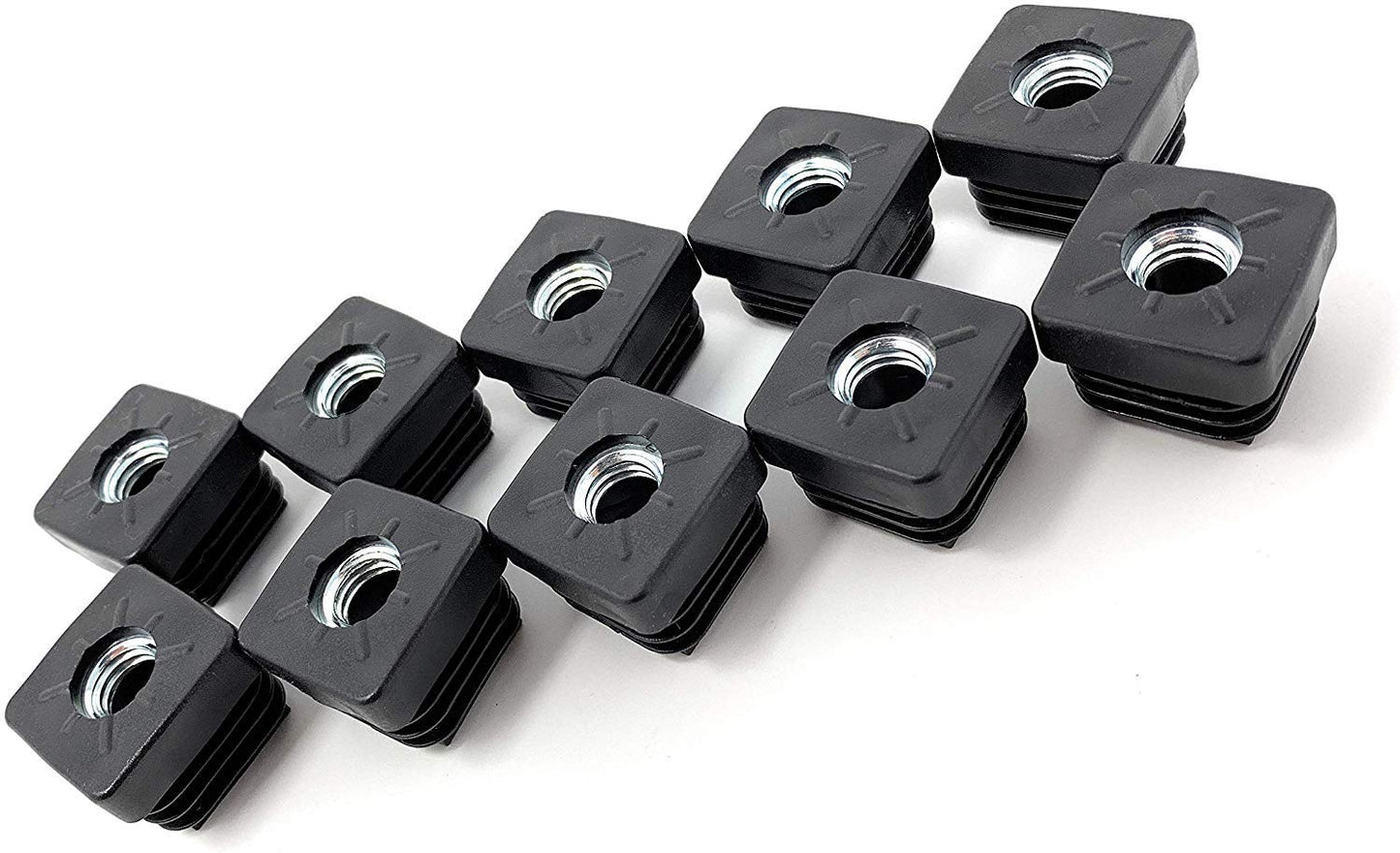Design61 10x Gewindestopfen Vierkantrohrstopfen 30x30 mm 2,0 mm mit M10 Innengewinde