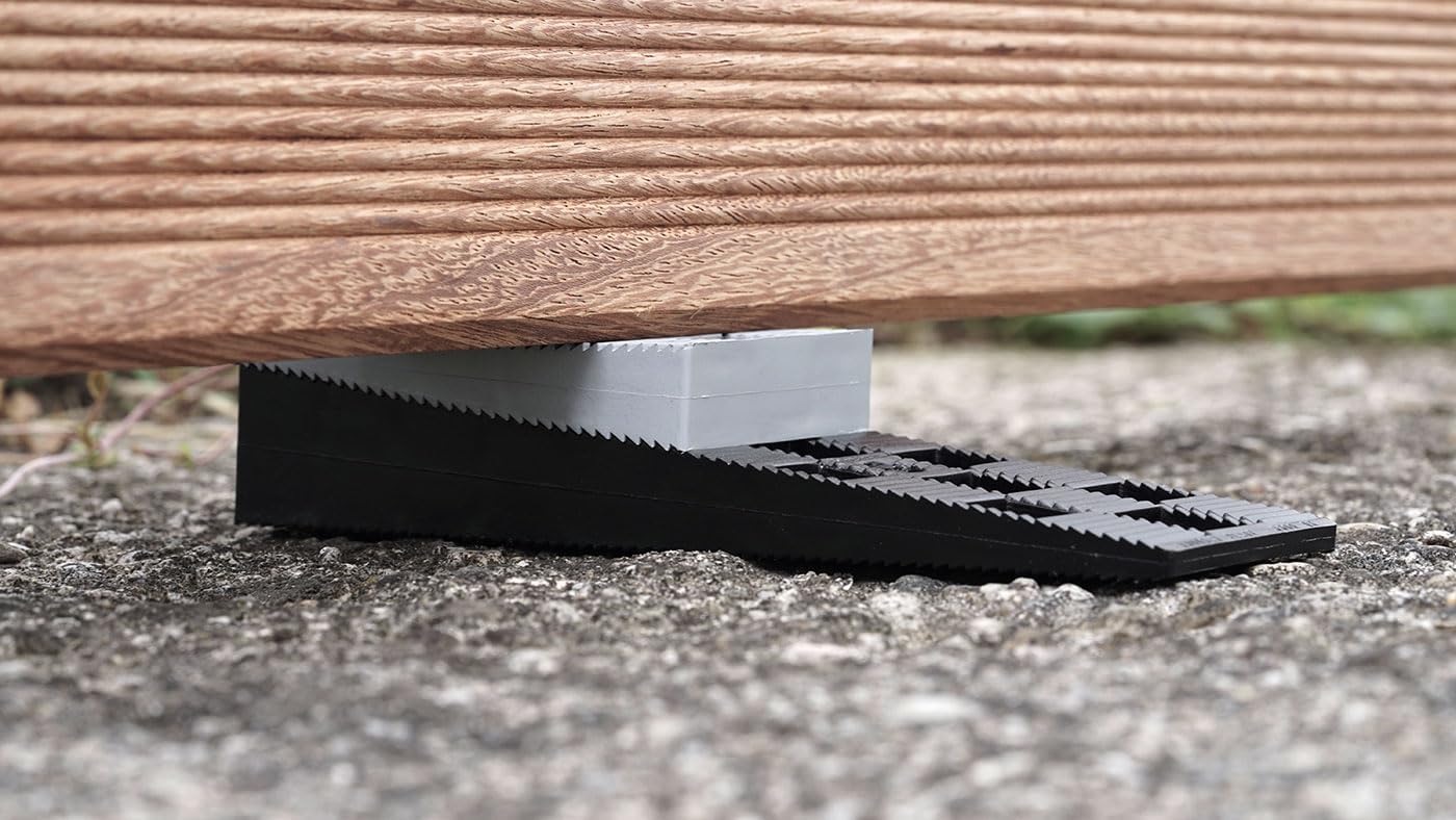 Design61 4Stück Justierkeile für Terrassen Unterkonstruktionen für Holz Aluminium Witterungsbeständig Robust und Wiederverwendbar Ideal für Terrassenbau und Unterleger 14-22 mm
