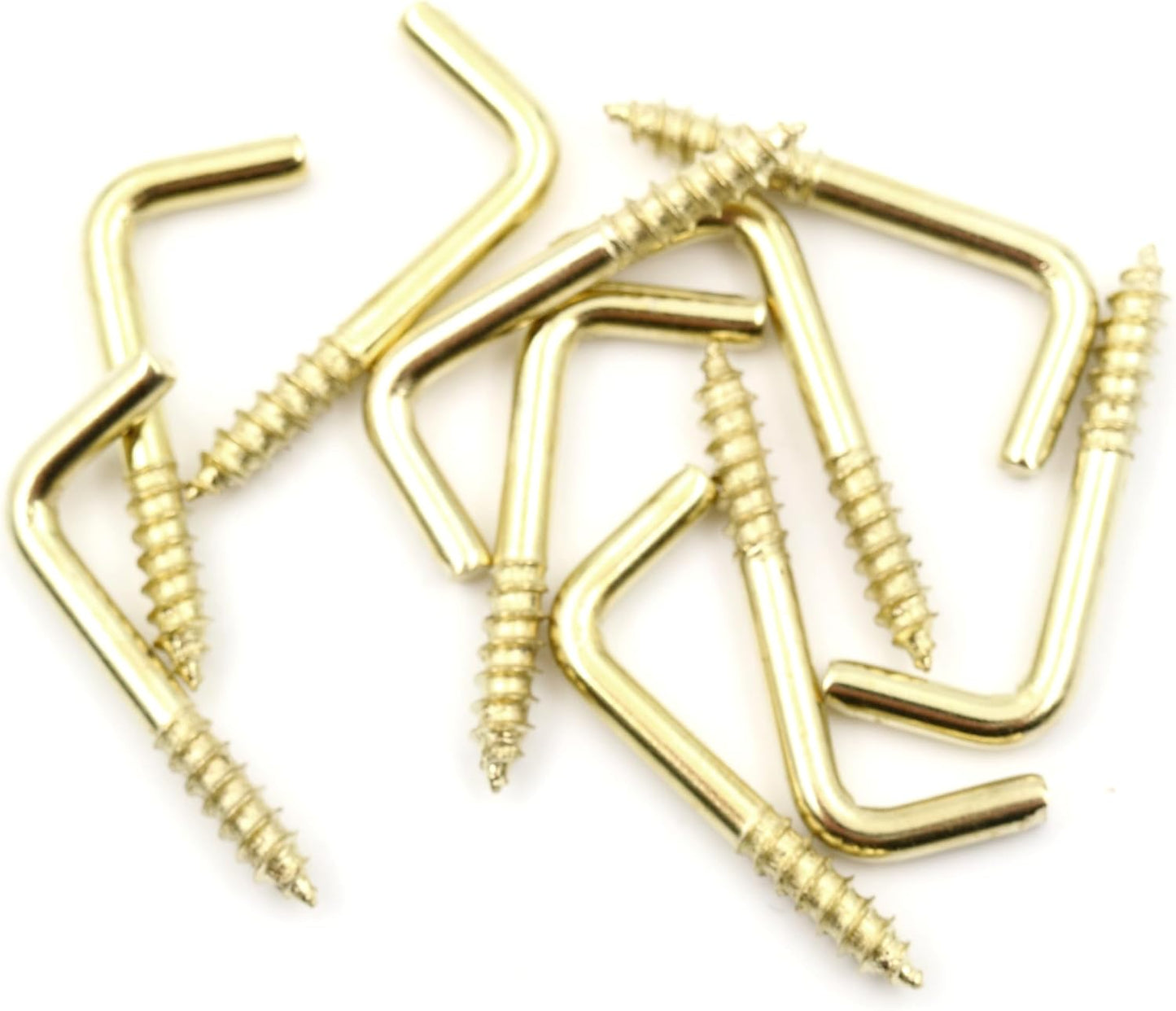 Design61 Schlitzhaken Gerade Schraubhaken Konsolhaken Stahlhaken Wandhaken mit Gewinde Einschraubhaken für Wand & Decke Haken zur Befestigung von Seilen Ketten Lampen Messing (2,3 x 25 mm, 10, stück)