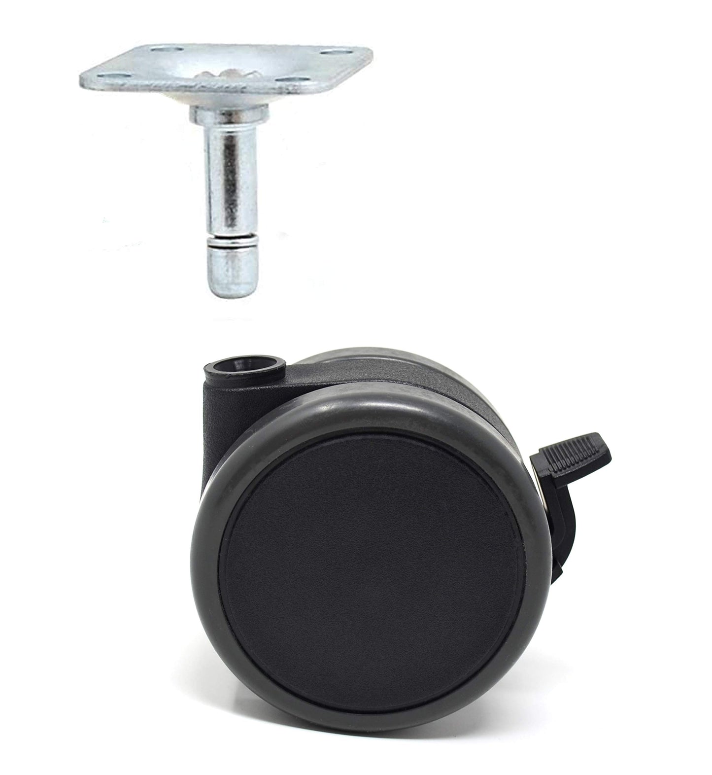 Design61 4er Set Universal Möbelrollen mit Bremse Lenkrollen Doppelrolle Ø 75 mm mit Feststeller mit Anschraubplatte