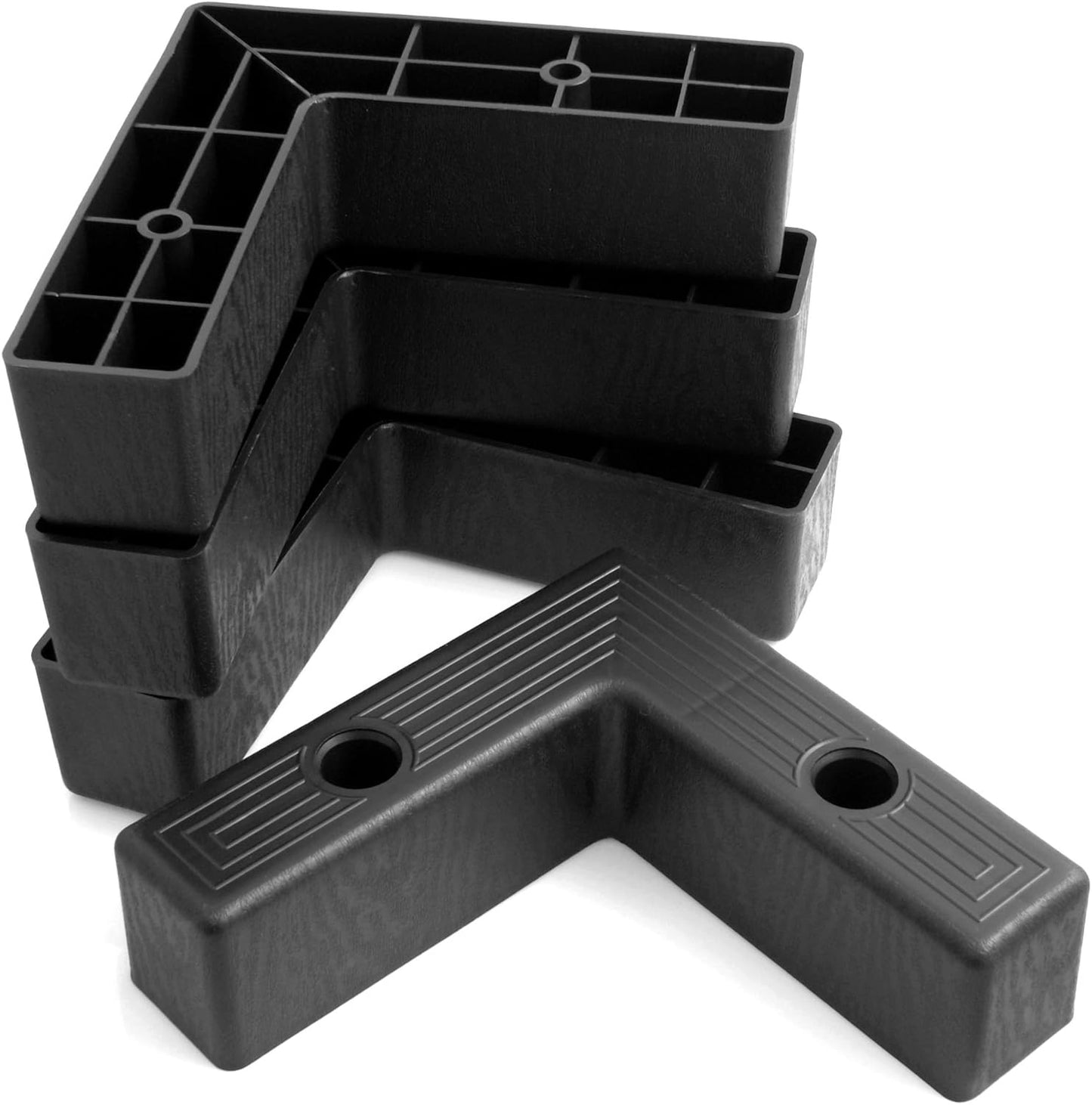 Design61 4X Set Sofa Sessel Füße Kunststoff L-Form L195xB52xH60 mm Schwarz Holzmaserung