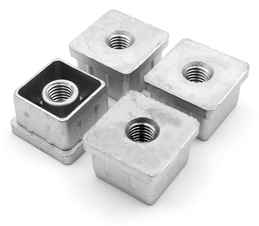 Design61 4x bouchons filetés bouchons de réglage pour tubes carrés en zinc moulé sous pression 30x30 mm x 1,5 mm avec filetage intérieur M10