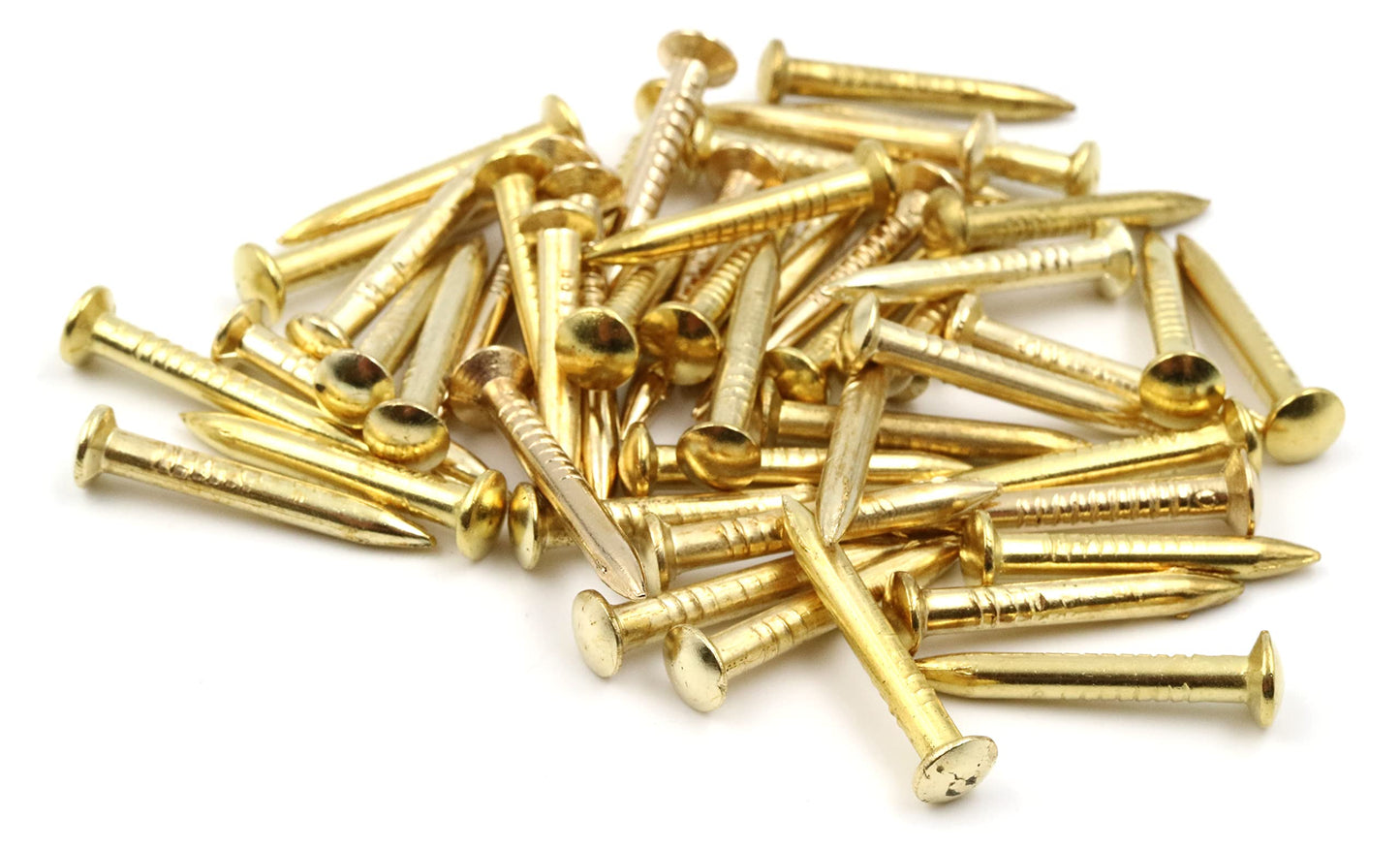 Design61 50x steel pins steel nails skirting board pins nail 3.0 x 25 mm lens head brass plated