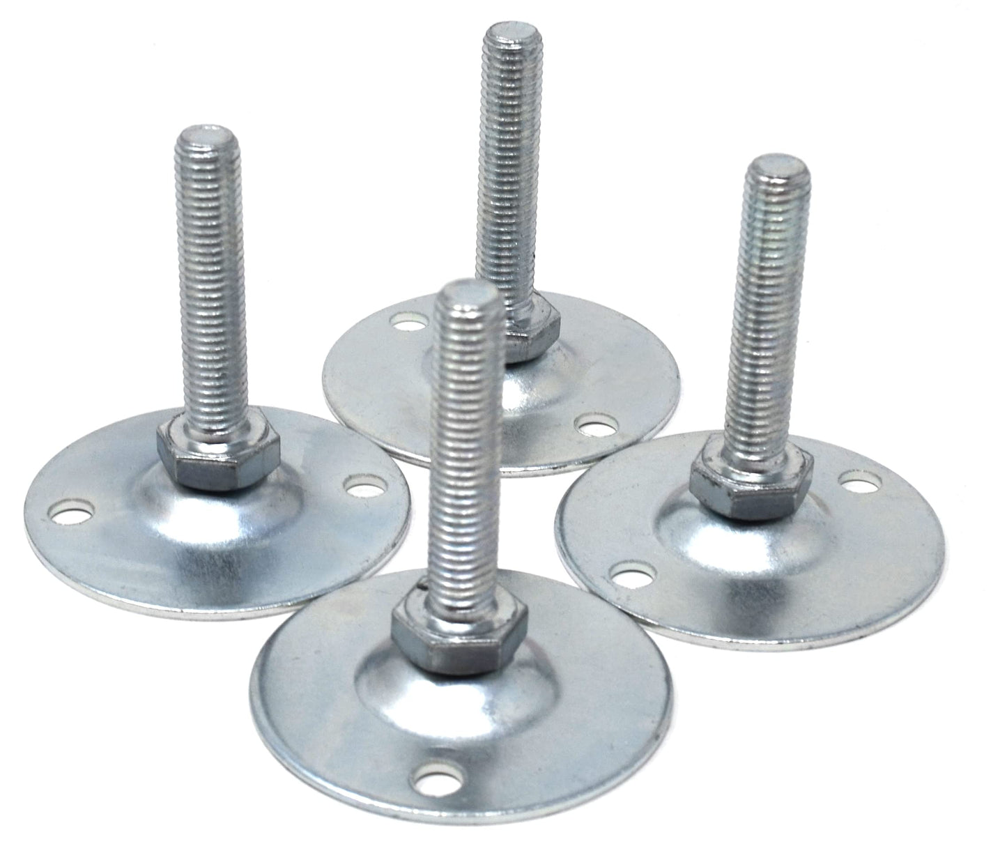 Design61 4x Justierschraube mit Beweglicher Stellschraube M10 x 50 mm Stahl Verzinkt Verstellschraube Teller Ø 60 mm