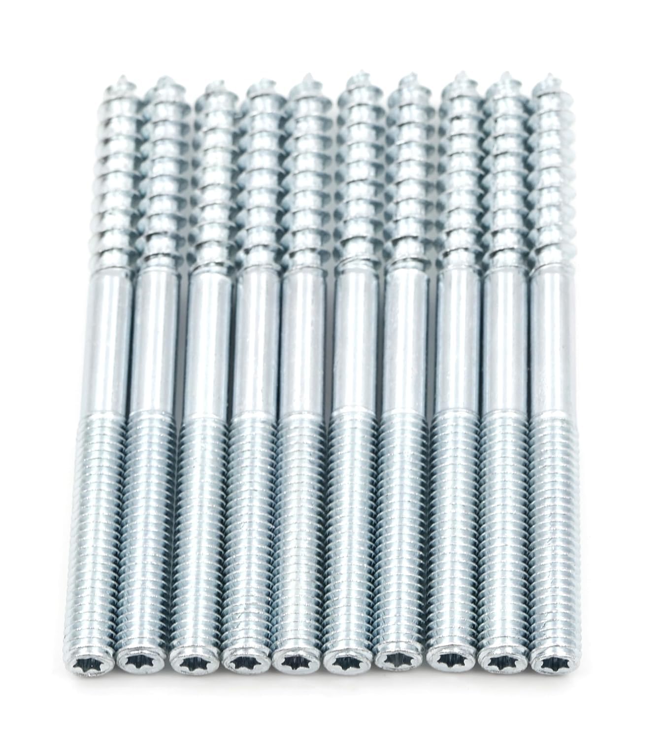 Design61 10x Stockschraube Doppelgewindeschraube Schraubstifte mit Holzgewinde & Metrischem Gewinde Stahl Verzinkt Verbindungsschraube für Holz Metall Dübelmontage (M4 x 40 mm, 10, stück)