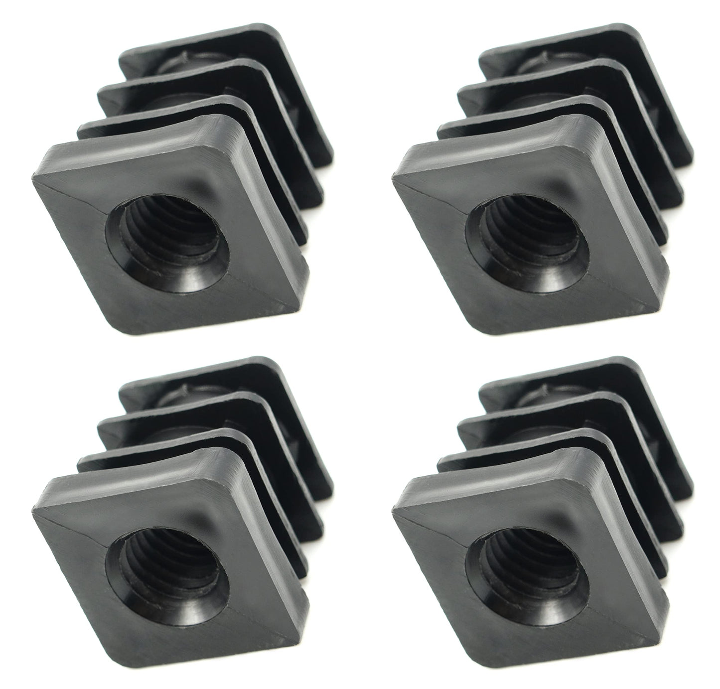 Design61 4X threaded plugs adjusting plugs for square tubes with injected plastic thread 20x20 mm 1-1.5 mm with M10 internal thread