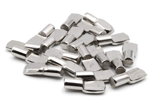 Supports d'étagère Design61 6 mm Supports d'étagère pour étagères Acier nickelé Forme cuillère Forme cuillère Acier 20 pièces