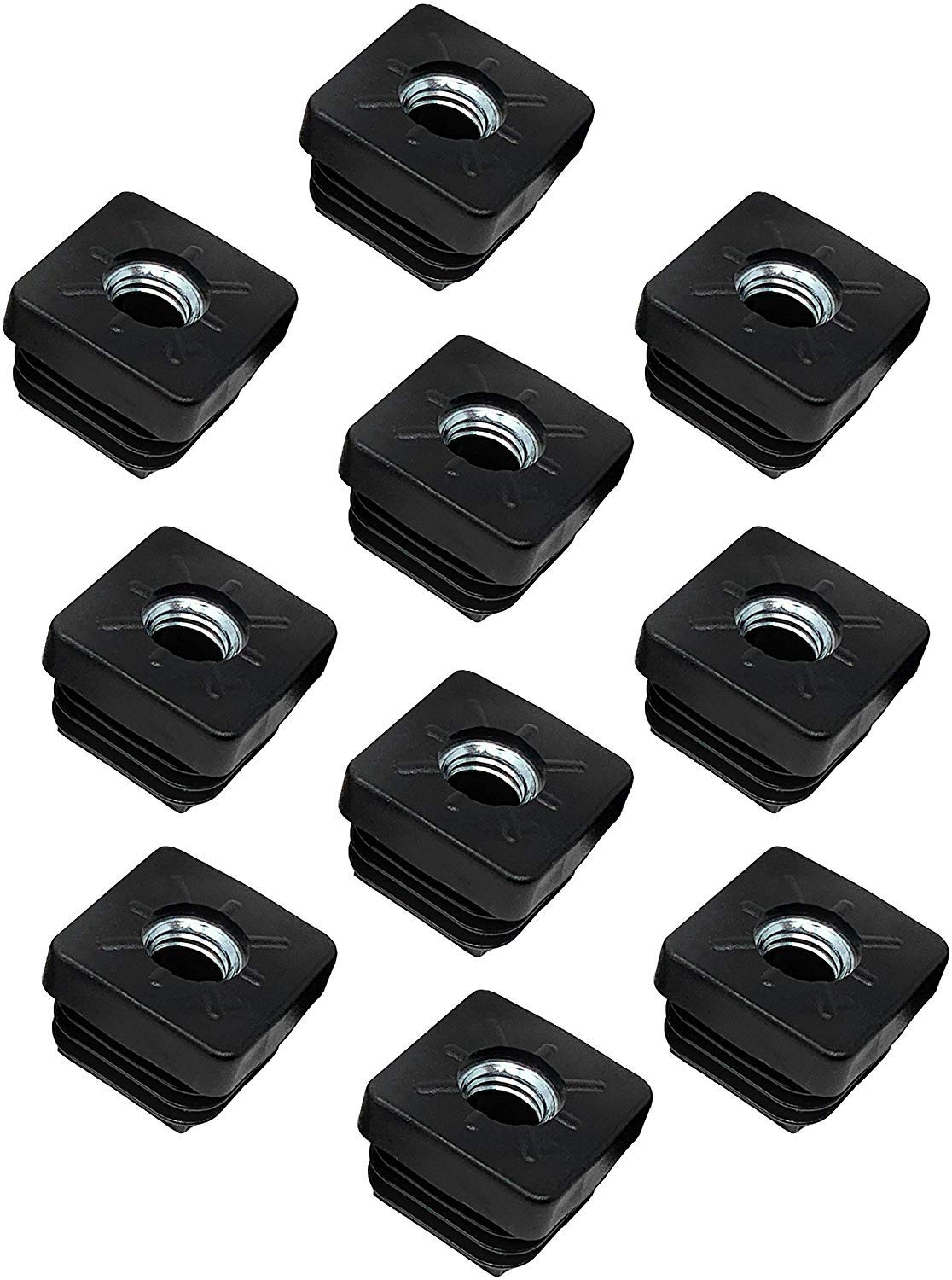 Design61 10x Gewindestopfen Vierkantrohrstopfen 30x30 mm 2,0 mm mit M10 Innengewinde