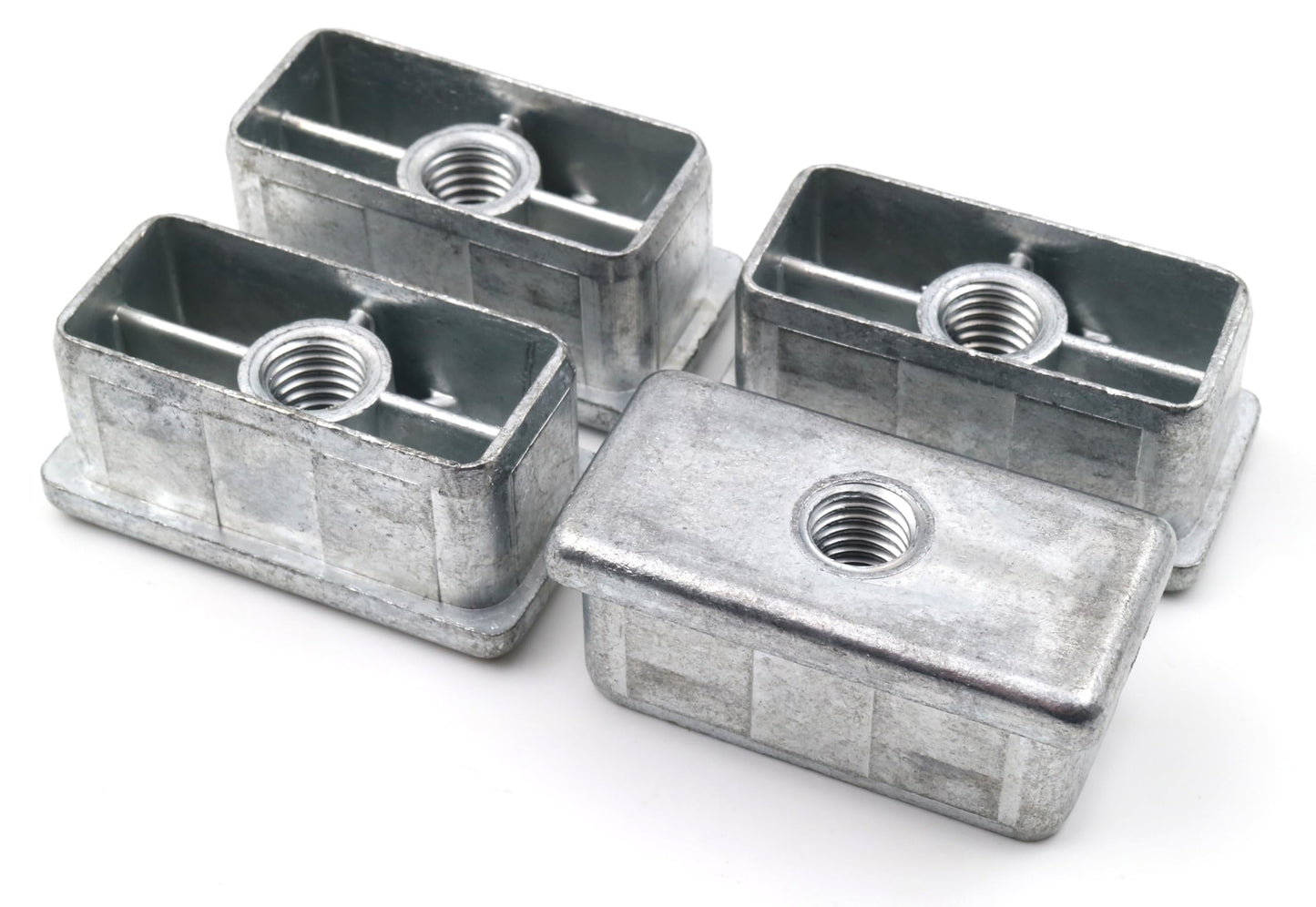 Design61 4X Gewindestopfen Justierstopfen für Rechteckrohre aus Zink-Druckguss 50x25 mm x 2 mm mit M10 Innengewinde