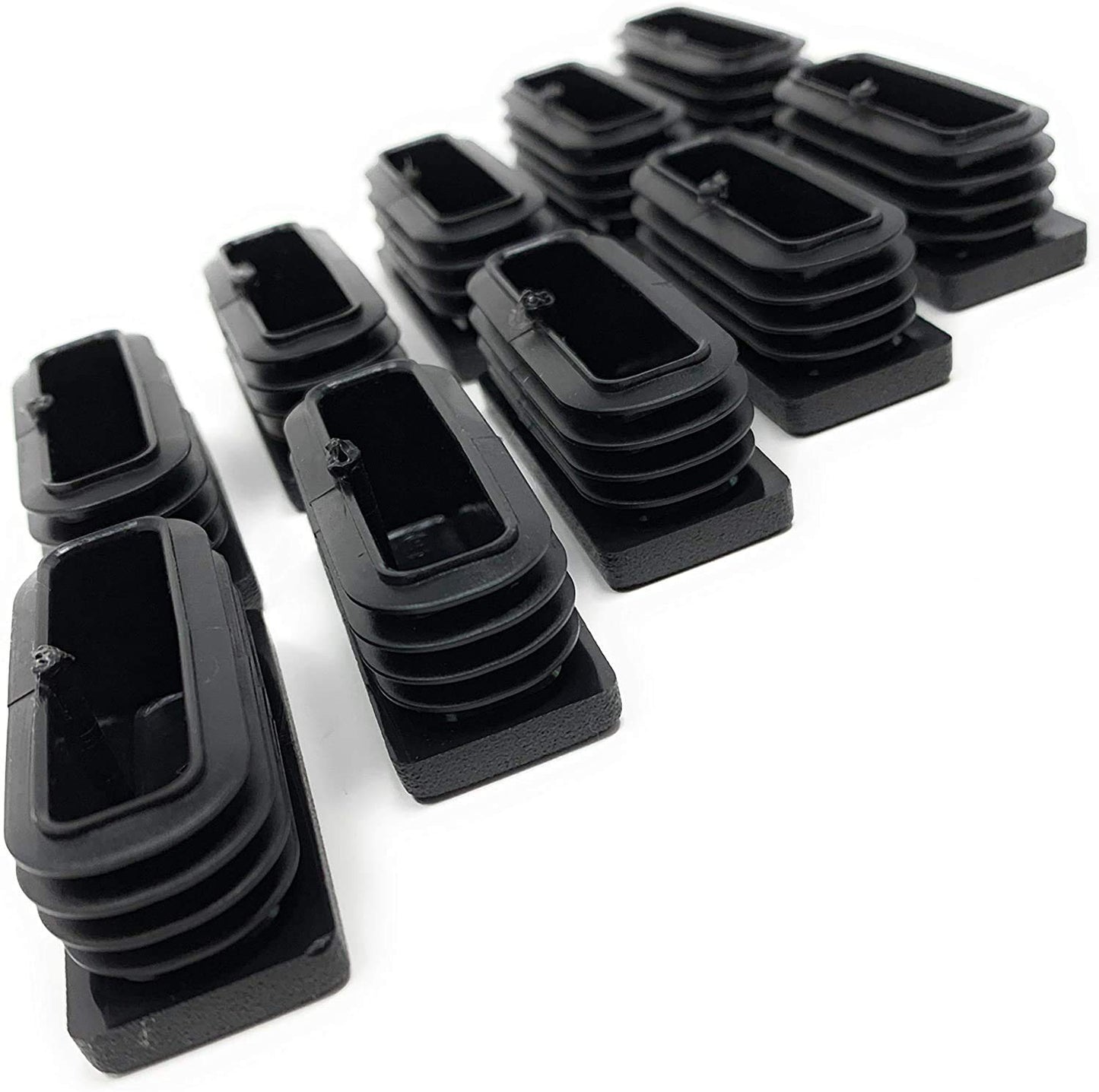 Design61 10x Vierkant Rohrstopfen Lamellenstopfen 50x20mm mit Lamellen für für Wandstärke bis 1,5mm
