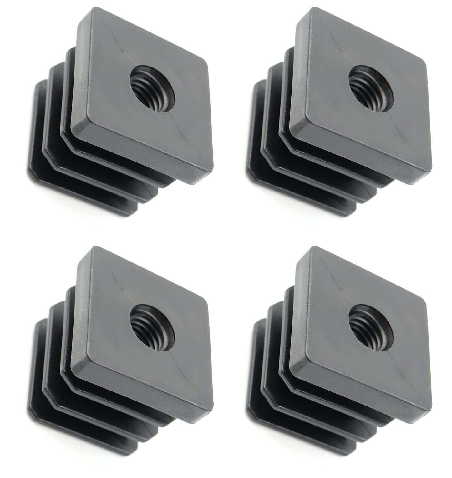 Design61 4X threaded plugs adjusting plugs for square tubes with injected plastic thread 30x30 mm 1.5-2 mm with M10 internal thread