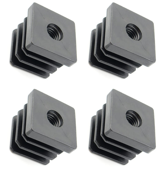 Design61 4X bouchons filetés bouchons de réglage pour tubes carrés avec filetage en plastique injecté 25x25 mm 1,5 mm avec filetage intérieur M10