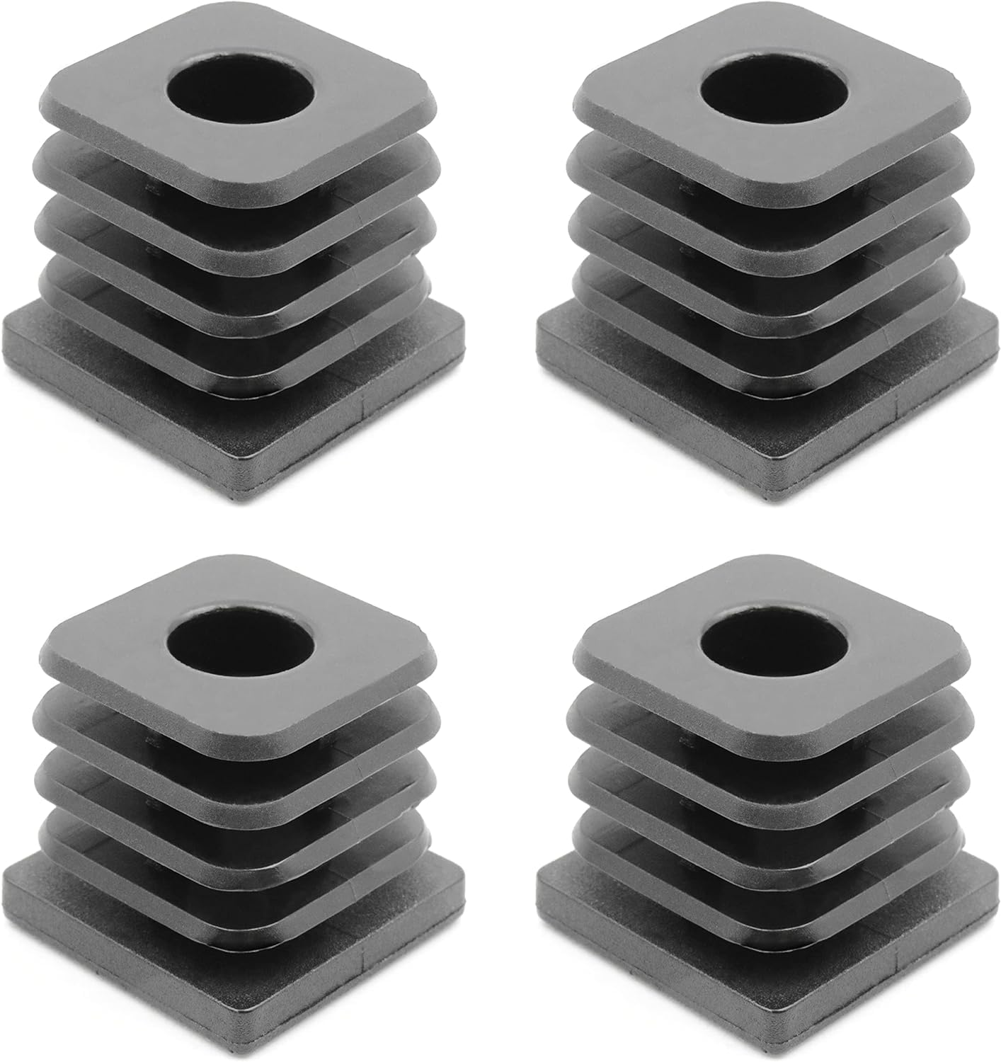 Design61 4X threaded plugs, adjusting plugs, foot caps, insert bushing for square tubes 40x40 mm with M10 internal thread, load capacity for wall thickness 1.5-2 mm